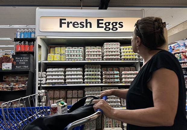 A customer walks by a display of fresh eggs at a grocery store in San Anselmo, California on September 25. Egg prices have risen steadily over the past two years.
Mandatory Credit:	Justin Sullivan/Getty Images via CNN Newsource