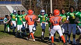 Players at a recent Armstrong Walker Football Classic congratulate each other after a recent game.