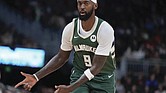 Milwaukee Bucks’ Bobby Portis reacts to his three pointer during the first half of a basketball game Wednesday, Nov. 20, in Milwaukee.