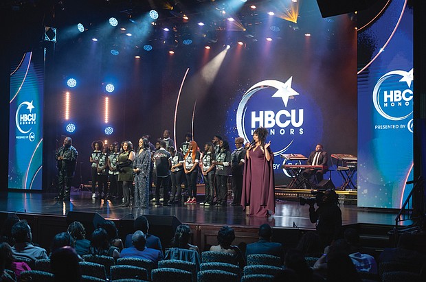 Virginia Union University’s Gospel Choir performs alongside Fantasia, MC Lyte and others during the finale of BET’s “HBCU Honors,” celebrating Historically Black Colleges and Universities.
