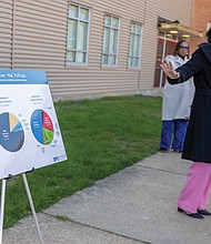 RPS Chief Operating Officer Dana Fox led a tour of the reconstructed courtyard wall at John Marshall High School on Monday, Dec. 2. Fox also discussed RPS’s recently completed facility conditions assessments and future construction needs.
