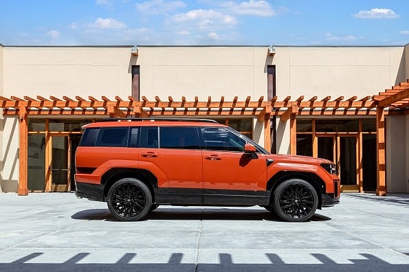 The 2025 Hyundai Santa Fe featuring MyHyundai with Bluelink app technology is photographed in Santa Fe, NM on July 15, 2024