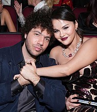 Benny Blanco and Selena Gomez, seen here at the 75th Emmy Awards at the Peacock Theater in Los Angeles on January 15, are engaged.
Mandatory Credit:	Jordan Strauss/Invision/AP via CNN Newsource
