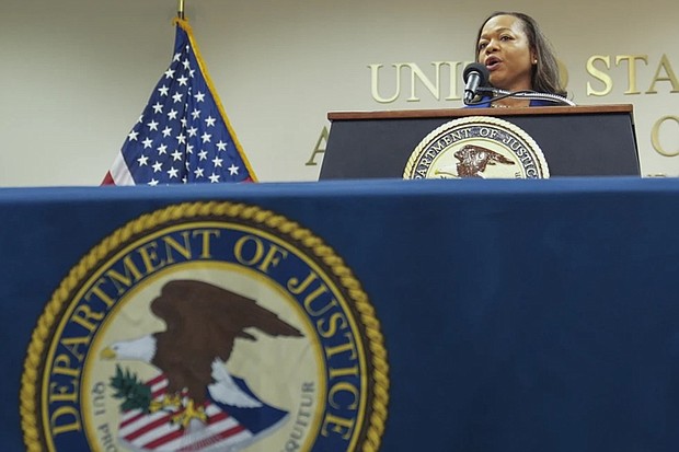 Assistant Attorney General Kristen Clarke of the Justice Department’s Civil Rights Division speaks during a news conference Dec. 5, in Memphis, Tenn.
