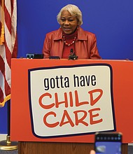 Sen. L. Louise Lucas announces the launch of the “Gotta Have Child Care” campaign at a press conference Monday at noon at the General Assembly Building.