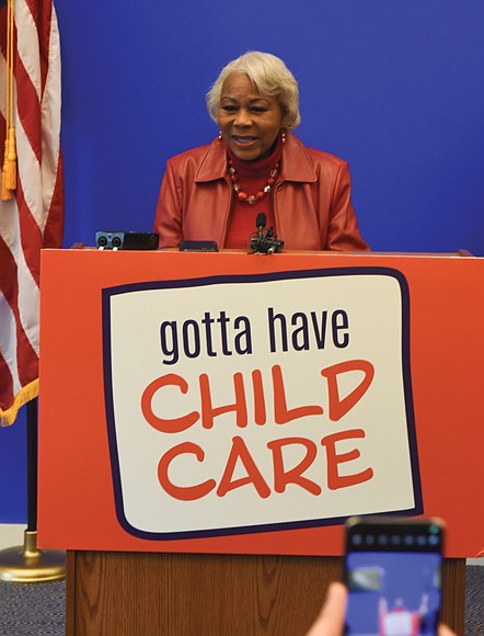 Sen. L. Louise Lucas announces the launch of the “Gotta Have Child Care” campaign at a press conference Monday at noon at the General Assembly Building.