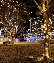 The holiday lights at Kanawha Plaza in Downtown Richmond are a highlight of the annual “RVA Illuminates” event, which ushers in the festive season. This year, the event took place on Dec. 6, with a special ceremony at 6 p.m. to light up the city’s skyline.