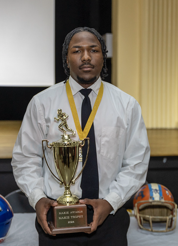 Jah’kei Chavis of Armstrong High School received the Player of the Year Trophy and was named to the 2024 Maxie Offensive Team during the Maxie Awards Banquet on Wednesday, Dec. 4. The event honoring the city’s top student-athletes took place at the Robinson Theater Community Arts Center in Church Hill.