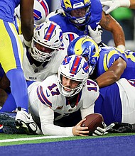 Allen (No. 17) had six touchdowns in the defeat to the Rams.
Mandatory Credit:	Katelyn Mulcahy/Getty Images via CNN Newsource