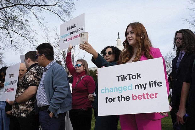 Devotees of TikTok gather in March 2024 at the Capitol in Washington as the House passed a bill that would have led to a nationwide ban of the popular video app if its China-based owner didn’t sell.