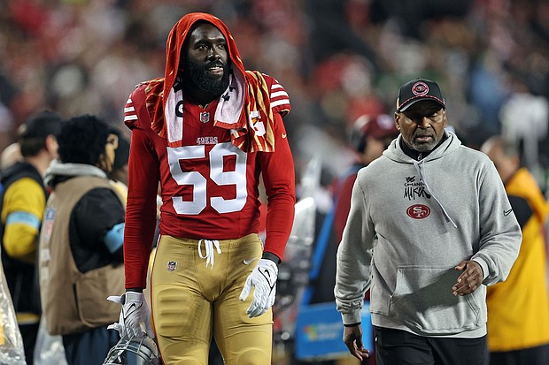 Campbell walks to the locker room during the second half of the 12-6 loss to the Rams.
Mandatory Credit:	Scott Strazzante/San Francisco Chronicle/Getty Images via CNN Newsource