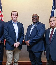 Elected to represent home rule cities, Councilmember Ross Gordon of Bellaire (center-left) and Mayor Pro-Tem Johnnie Simpson, Jr. of Dickinson (center-right) will serve as voting members of the H-GAC Board of Directors.


Mayor Don Davis of Manvel (left) and Councilmember and Mayor Pro-Tem Joe Compian of La Marque (right) will serve as their alternates. Home rule cities have populations of more than 5,000 residents and operate under their charters.