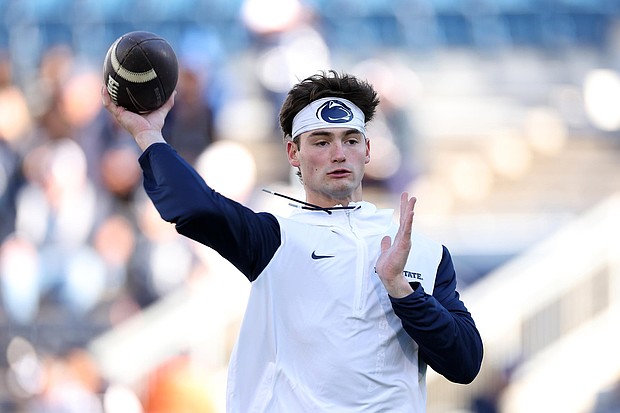 Beau Pribula warms up ahead of a game against Ohio State in November 2.
Mandatory Credit:	Scott Taetsch/Getty Images via CNN Newsource