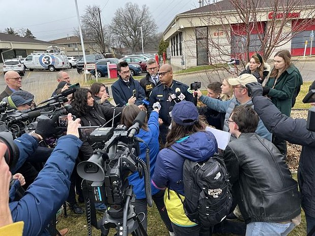Madison Police spokesperson Stephanie Fryer said five other people were injured, with those injuries ranging from minor to life-threatening. Barnes said his department believes the shooter was a student at the school.
Mandatory Credit:	WISC via CNN Newsource