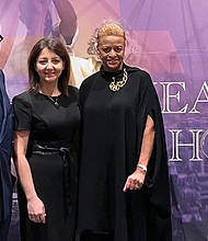 The Rev. W. Franklyn Richardson, chairman of the Conference of National Black
Churches, left, Centers for Disease Control and Prevention Director Mandy Cohen and
CNBC President Jacqui Burton in Orlando, Fla.