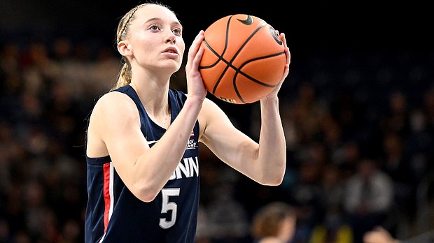 UConn Huskies guard Paige Bueckers shoots a free throw against the Georgetown Hoyas at Entertainment & Sports Arena on January 7.
Mandatory Credit:	G Fiume/Getty Images via CNN Newsource