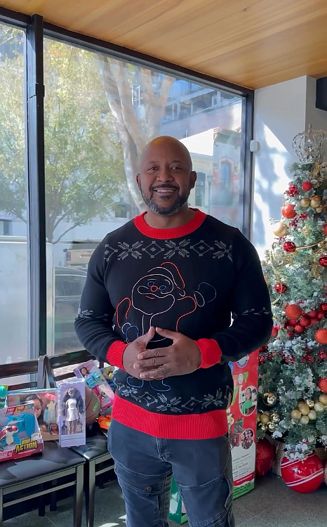 Taste Kitchen + Bar’s Chef Don Bowie ‘suits up’ for the Ugly Sweater Happy Hour & Toy Drive this Friday. 

Photos: JRMH Photos