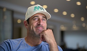 Aaron Rodgers speaks to the camera during his new documentary titled "Enigma."
Mandatory Credit:	Courtesy of Netflix via CNN Newsource