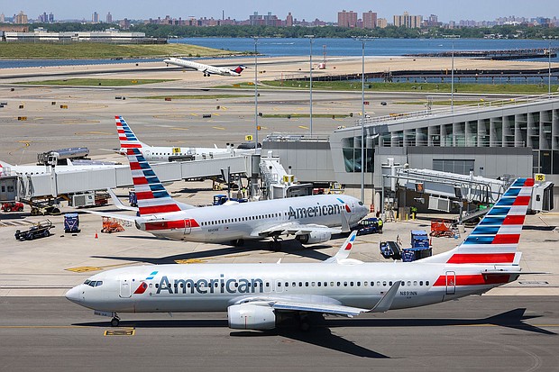 American Airlines aircrafts are pictured on the tarmac at LaGuardia Airport in Queens, New York.
Mandatory Credit:	Charly Triballeau/AFP/Getty Images/FILE via CNN Newsource
