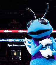 Charlotte Hornets mascot Hugo gifted a young fan a PS5 during a break in the game against the Philadelphia 76ers.
Mandatory Credit:	Jared C. Tilton/Getty Images/File via CNN Newsource