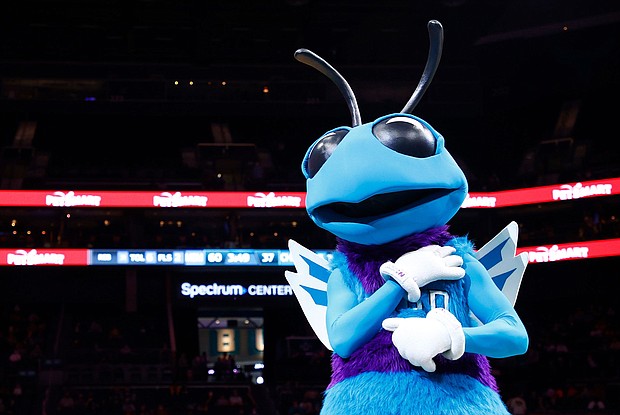 Charlotte Hornets mascot Hugo gifted a young fan a PS5 during a break in the game against the Philadelphia 76ers.
Mandatory Credit:	Jared C. Tilton/Getty Images/File via CNN Newsource