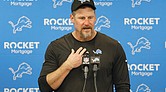 Detroit Lions head coach Dan Campbell speaks at a news conference after a] game against the Buffalo Bills, Sunday, Dec. 15, in Detroit.