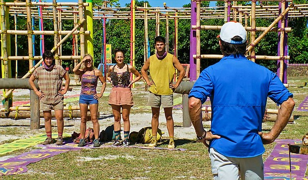 (From left) 'Survivor' finalists Teeny Chirichillo, Sue Smey, Rachel LaMont and Sam Phalen prepare to compete in the season 47 finale.
Mandatory Credit:	CBS via CNN Newsource