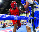 Nnajai Wright, a senior at Thomas Jefferson High School, takes on Carlos Muniz at the USA Boxing National Championships, held at the Greater Richmond Convention Center on Saturday.