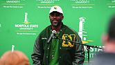 Michael Vick is introduced as the head coach of the Norfolk State University Football Team during a press conference on Monday, Dec. 23.