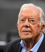 Former President Jimmy Carter is seen September 2018. World leaders have offered their condolences following the death of former US President Jimmy Carter, who passed away December 29 at the age of 100.
Mandatory Credit:	Scott Cunningham/Getty Images via CNN Newsource