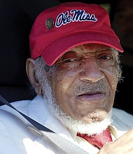 James Meredith, who became the first Black student to enroll at the University of Mississippi in 1962, acknowledges the crowd in Kosciusko, Miss., Friday, Dec. 20, 2024, during the unveiling of a historical marker.