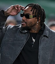 Former Philadelphia Eagles receiver DeSean Jackson reacts to the crowd prior to an October 2023 NFL game against the Miami Dolphins in Philadelphia.