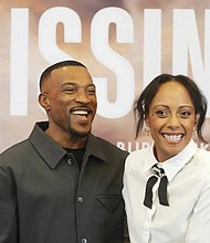 Actors Ashley Walters, left, and Rosalind Eleazar pose for photographers at a event for the television series “Missing You” last November in London.