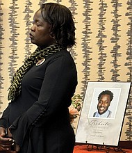 Caroline Ouko, Irvo Otieno’s mother, at a May press conference.