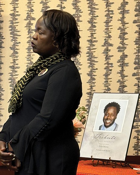 Caroline Ouko, Irvo Otieno’s mother, at a May press conference.