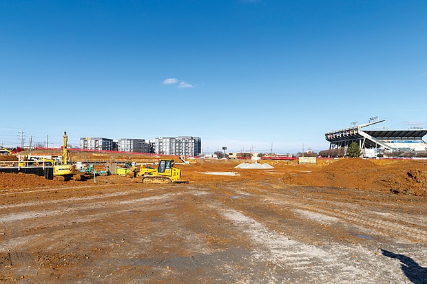 Construction continues at the site where CarMax Park will stand, next to the Flying Squirrels’ current home at The Diamond. The new facility is scheduled to be completed in time for the 2026 season. The ballpark will feature a 360-degree wraparound concourse, a field-level dugout suite and a multitiered beer garden.