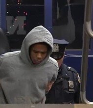 Kamel Hawkins, 23, of Brooklyn is charged with attempted murder and assault as a felony after pushing a man onto the subway tracks.
Mandatory Credit:	WABC via CNN Newsource