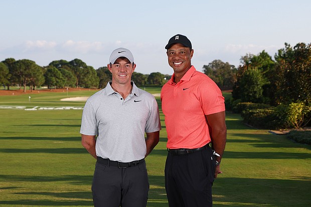 Rory McIlroy and Tiger Woods are two of the main creators of TGL.
Mandatory Credit:	Mike Ehrmann/Getty Images via CNN Newsource