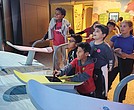 Children interact with the “MathAlive!” exhibition at the Science Museum of Virginia, where they explore the connections between math and everyday life through activities. The exhibition, open until Jan. 12, features over 30 interactive stations.