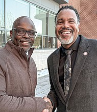 Petersburg City Council re-elects Sam Parham as mayor and selects Darrin Hill as vice mayor during its organizational meeting Jan. 7. Parham, right, first elected mayor in 2017, will continue his leadership role, while Hill, a council member since 2015, begins his second term as vice mayor. Both will serve two-year terms.
