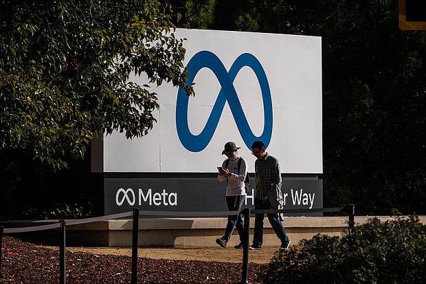 Meta's headquarters in Menlo Park, California is pictured. Just hours after Meta chief Mark Zuckerberg announced that the social media giant would eliminate its US-based fact-checkers, the iconic hills above Los Angeles began to smolder.
Mandatory Credit:	Nick Otto/Bloomberg/Getty Images via CNN Newsource