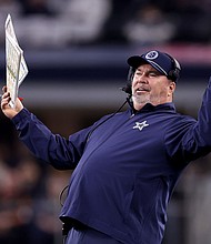 Mike McCarthy reacts to a play during a Dallas Cowboys home game in December against the Cincinnati Bengals.
Mandatory Credit:	Sam Hodde/Getty Images via CNN Newsource