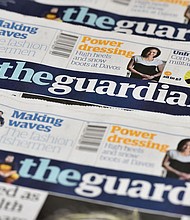 The Guardian newspaper is seen in an office in London on January 26, 2016. There’s a new “Trump bump” materializing for some news outlets, though it’s showing up differently than it did the first time Donald Trump was elected president.
Mandatory Credit:	Ben Stansall/AFP via Getty Images via CNN Newsource