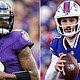 Baltimore's Lamar Jackson and Buffalo's Josh Allen are pictured in a split image ahead of their impending divisional round matchup.
Mandatory Credit:	Getty Images via CNN Newsource