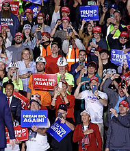 Republican presidential candidate Donald Trump greets supporters during a campaign rally in Grand Rapids, Michigan, on November 5, 2024 -- the day American voters chose to return him to the White House. Kamil Krzaczynski/AFP via Getty Images