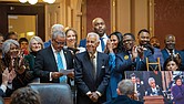 The General Assembly marked the 40th anniversary of former Gov. L. Douglas Wilder’s historic election as Virginia’s first African American lieutenant governor with a center-aisle presentation in both the House of Delegates and Senate chambers on Friday, Jan.17, which also coincided with his 94th birthday.