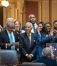 The General Assembly marked the 40th anniversary of former Gov. L. Douglas Wilder’s historic election as Virginia’s first African American lieutenant governor with a center-aisle presentation in both the House of Delegates and Senate chambers on Friday, Jan.17, which also coincided with his 94th birthday.