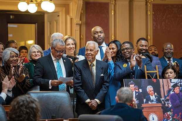 The General Assembly marked the 40th anniversary of former Gov. L. Douglas Wilder’s historic election as Virginia’s first African American lieutenant governor with a center-aisle presentation in both the House of Delegates and Senate chambers on Friday, Jan.17, which also coincided with his 94th birthday.