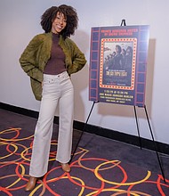 Actress Ebony Obsidian, who co-stars in the film The Six Triple Eight, makes a surprise appearance at the screening, hosted by Sherri Shepherd at AMC Magic Johnson Harlem