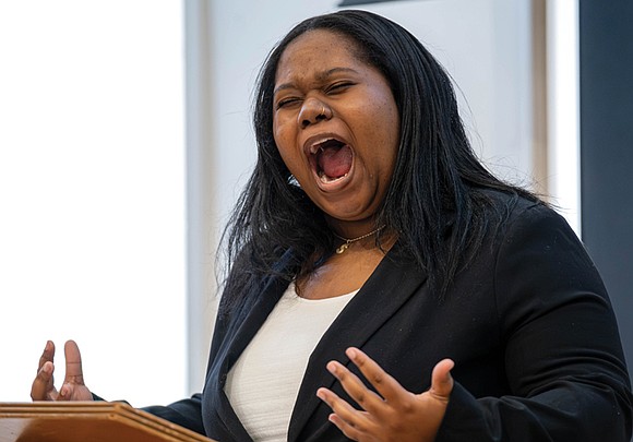 Shyla Scott, a senior at Richmond High School for the Arts, won first place in Richmond Public Schools’ MLK Oratorical …